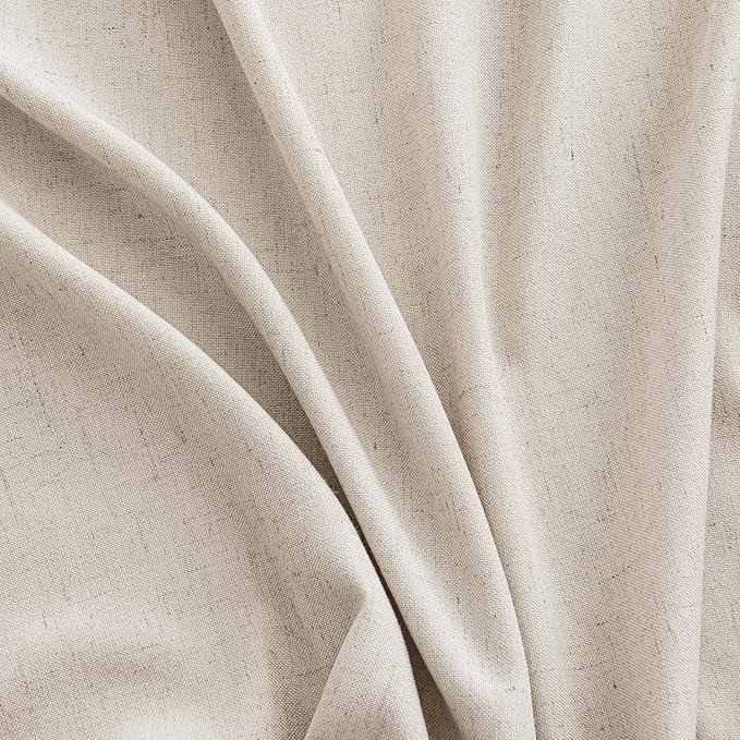 MIULEE Non-See-Through Privacy Linen Curtains 2 Panels, Light Filtering Window Curtains Farnhouse Textured Back Tab Semi Sheer Drapes for Bedroom Living Room, 52 x 90 Inches Long, Linen