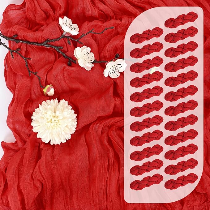 25 Pack Red Cheesecloth Table Runner 17 x 108 Inch Fall Thanksgiving Boho Rustic Farmhouse Gauze Cheese Cloth Runner for Wedding Party Baby Shower Home Decor Holiday Decorations