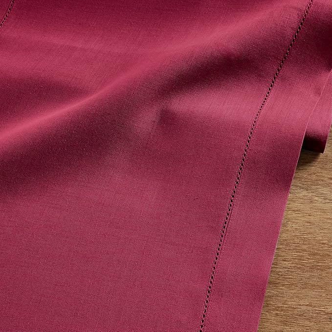 Solino Home Linen Beet Table Runner 72 Inches Long - 100% Pure Linen Hemstitch Table Runner 14 x 72 Inch for Dresser, Dining, Winter, Easter, Valentines - Classic Hemstitch