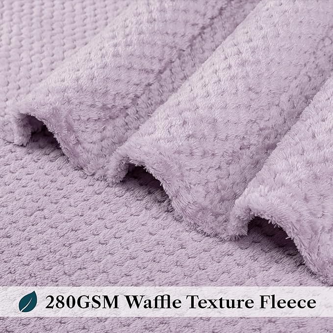 PAVILIA Lavender Purple Throw Blanket for Couch, Twin Bed, Soft Fleece Throws for Sofa Chair, Fuzzy Waffle Textured Blanket, Cozy Warm Lightweight All Season Blanket Throw, 60x80