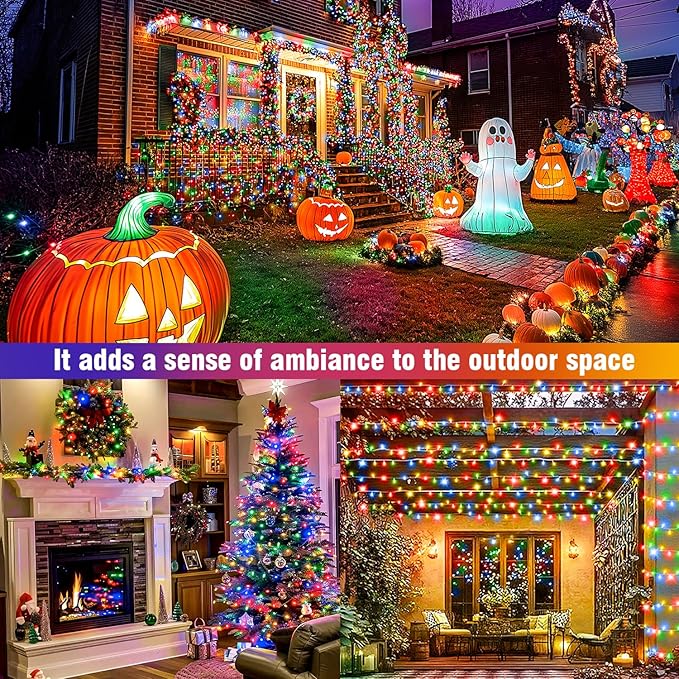 400FT Multi-Colored String Lights – LED Extra Long Outdoor Waterproof Fairy Lights with Remote, Dimmable Timer Decorative Lighting for Christmas, Wedding, Patio, Yard, Party Décor