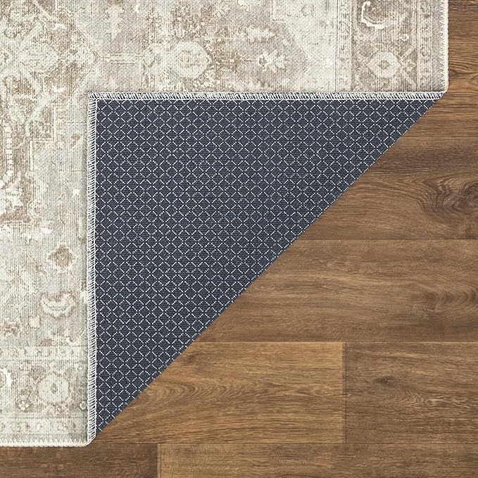 Bloom Rugs Washable Non-Slip 3' x 5' Rug - Beige/Gray Traditional Area Rug for Living Room, Bedroom, Dining Room, and Kitchen - Exact Size: 3' x 5'