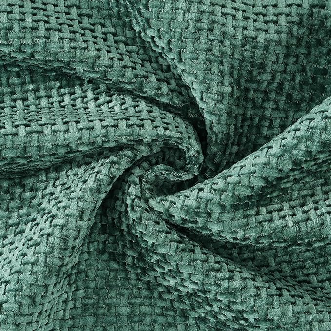 MADIZZ Chenille Velvet Throw Pillow Covers with Flange Set of 2 Super Soft Boho Textured Pillow Covers Decorative Throw Pillowcases Modern Farmhouse Home Decor for Sofa Bedroom Dark Green 18x18 Inch