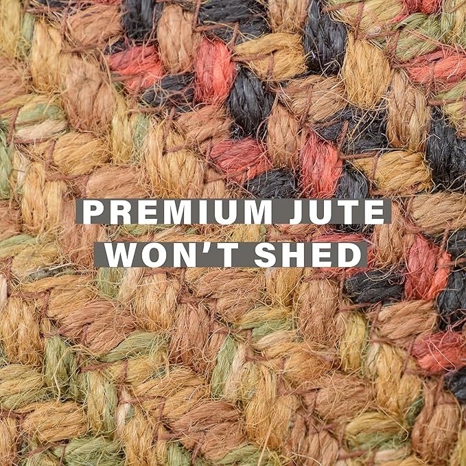Gingerbread Jute Kitchen Rugs 27x45 - Country Braided Rugs for Kitchen Floor and Entryway, Durable, Pet Friendly and Easy to Maintain