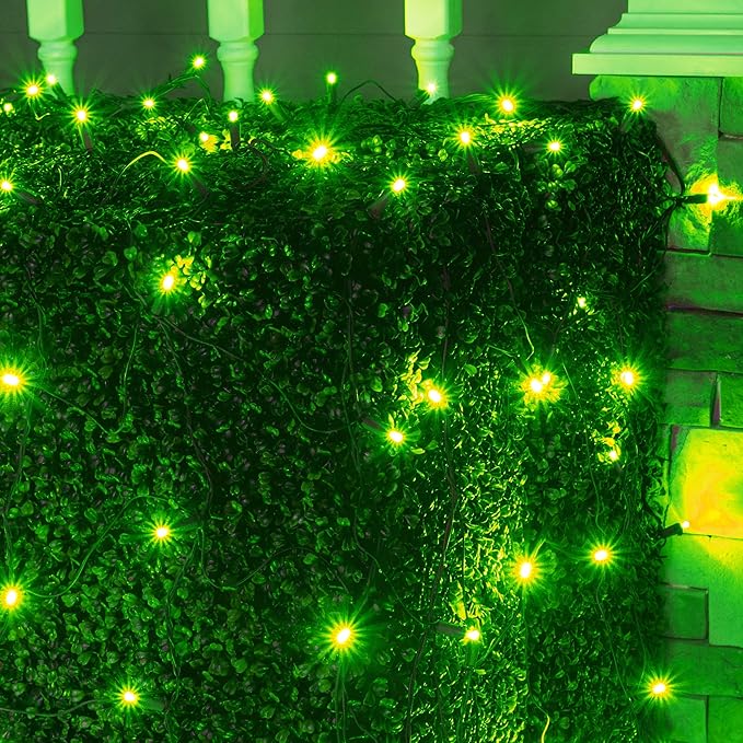 Wintergreen Lighting 100 5mm Green LED Christmas Net Lights, 4 x 6 ft Green Wire Outdoor Holiday Hedge & Bush Lights for Christmas Displays, Commercial Grade