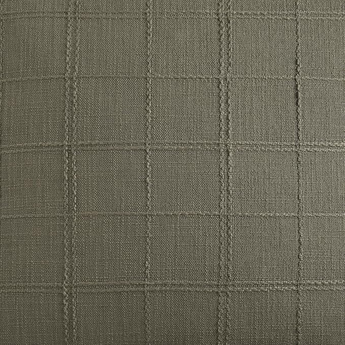 ZeeMart Linen Checked Throw Pillow Covers Set of 2, 20x20 Inch Olive/Cream, Farmhouse Decorative Single Sided Grid Embroidered Couch Pillow Cases Green Cotton Linen Cushion Covers
