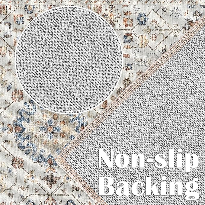 jinchan Runner Rug 3x7 Washable Hallway Rug Distressed Orange Multi Vintage Floral Runner Kitchen Floor Cover Indoor Mat Retro Entryway Living Room Bedroom Office Farmhouse