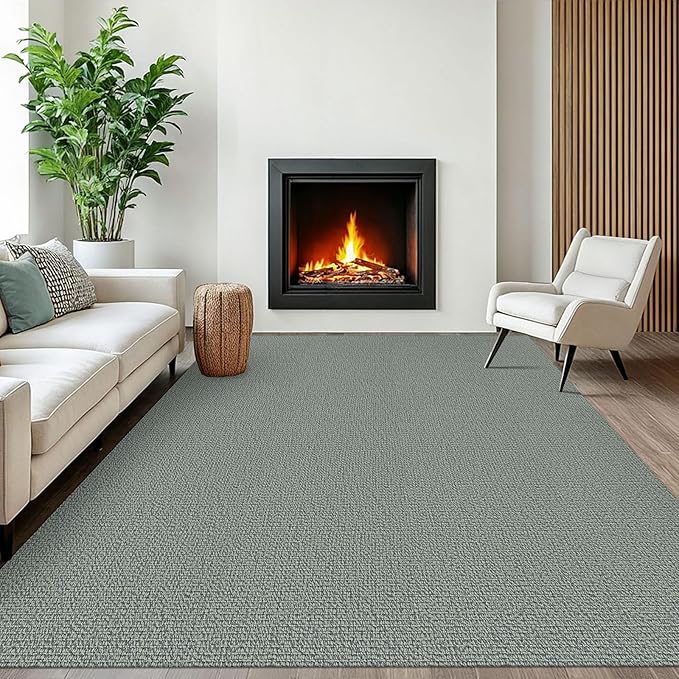 EARTHALL Washable Area Rugs 6x9 Ft Non Slip Living Room Rugs Cotton Rubber Backed Dining Room Rug Braided Bedroom Rugs Indoor Outdoor Floor Carpet for Living Room, Bedroom, Dining Room, Green/Grey