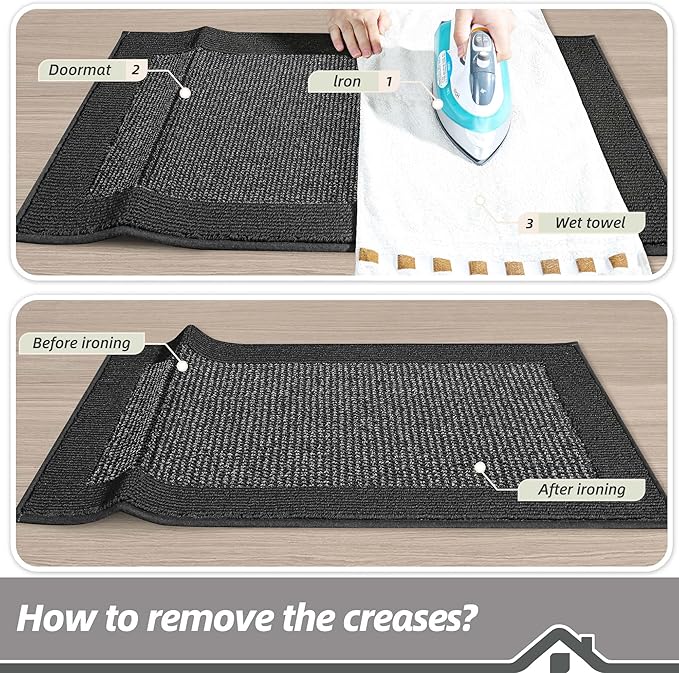 BEQHAUSE Indoor Door Mat 20" x 32", Dirt Trapper Door Mats Non-Slip Entryway Rugs Washable, Resist Dirt Absorbent Welcome Mat, Low Profile Floor Mats for Front Back Door and Entryway, Charcoal