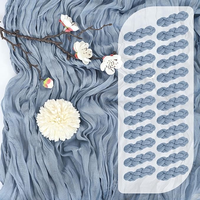 25 Pack Dusty Blue Cheesecloth Table Runner 17 x 108 Inch Fall Thanksgiving Boho Rustic Farmhouse Gauze Cheese Cloth Runner for Wedding Party Baby Shower Home Decor Holiday Decorations