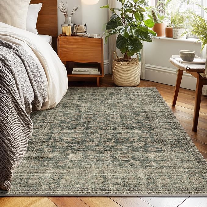Machine Washable Throw Rugs for Entryway: Door Mat Indoor Entrance 3x5 Rug Boho Small Area Rug Non-Slip Low Pile Kitchen Rug for Front Door Indoor Entrance Entry Kids Room