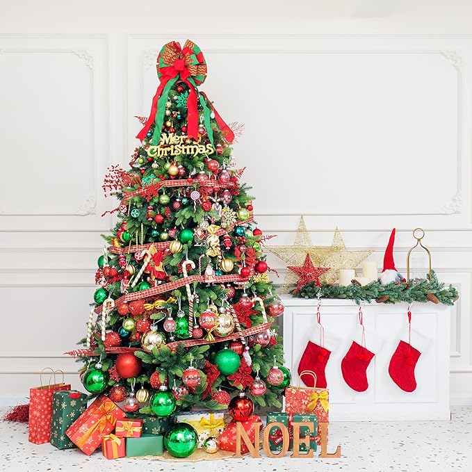 XmasExp Large Christmas Ball Ornaments,2pcs Green Giant Shatterproof Plastic Hanging Mercury Xmas Ball Decorations Christmas Tree Ornaments (Green, 6")