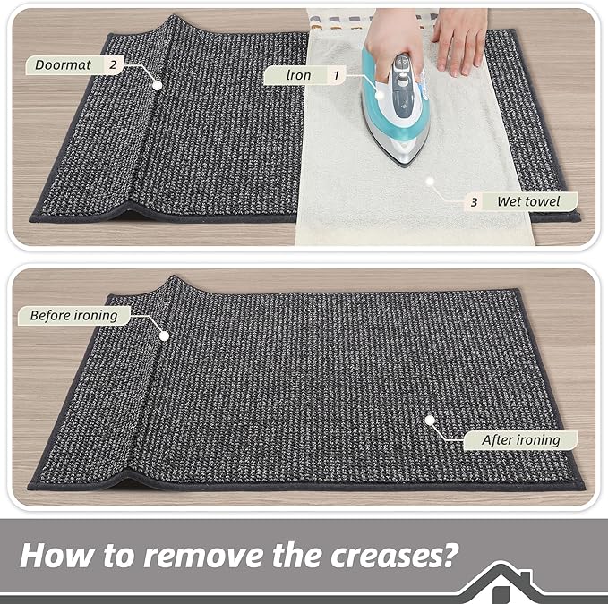 BEQHAUSE Dirt Trapper Door Mat 20" x 48", Non-Slip Washable Doormats Entrance Mat, Dirt Resistant and Absorbent Welcome Mat, Low Profile Floor Mats for Front Back Door and Entryway, Charcoal