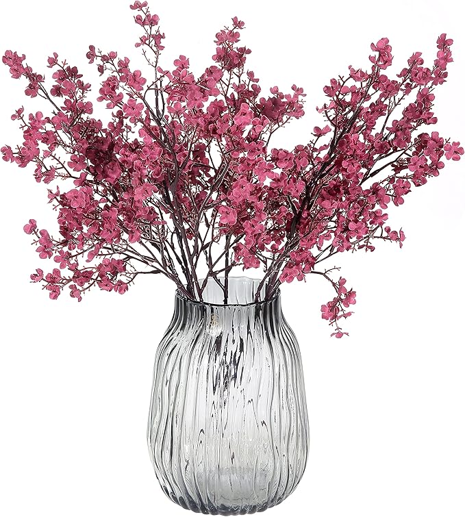 JAKY-Global Babys Breath Fabric Cloth Burgundy Artificial Flowers 6 Bundle European Fake Silk Plants Decor Wedding Party Decoration Bouquets Real Touch DIY Home Garden (Wine Red)