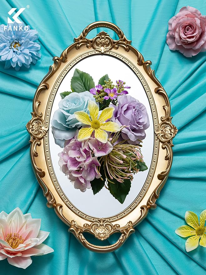 FANKO Artificial Flowers Mixed Fake Rose Combo, Pink Rose Light Blue & White Roses Blue Dahlia Assorted Blooms for DIY Wedding Bridal Bouquets/Centerpieces/Home Decor