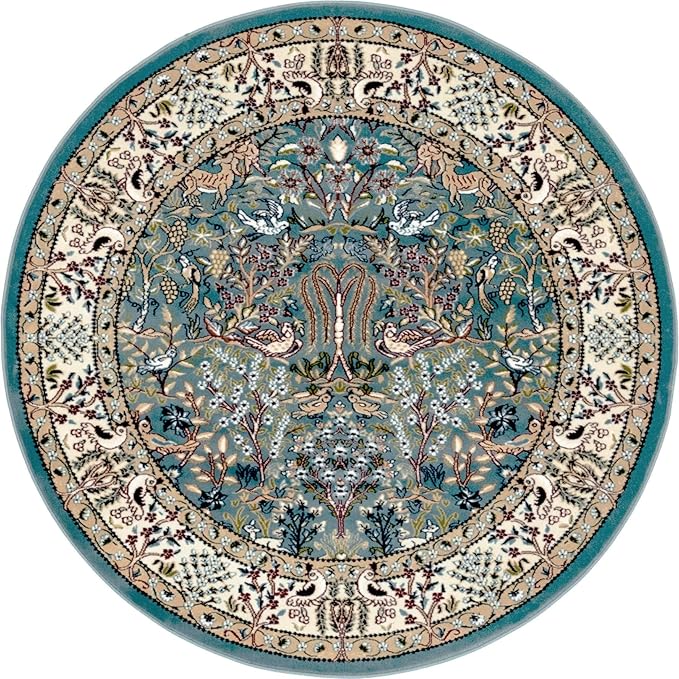 Unique Loom Narenj Collection Area Rug - Bristol (5' 1" Round, Blue/ Beige)