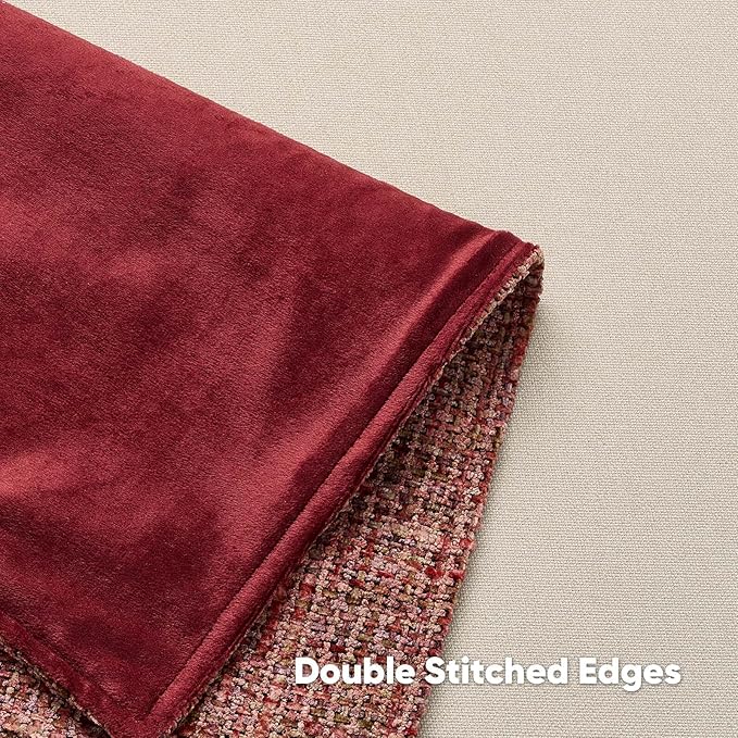 FUTEI Burgundy Decorative Throw Pillow Covers 22x22 Inch Set of 2,Soft Chenille Tweed Textured Cushion Case,Modern Home Decor for Couch Bed Living Room