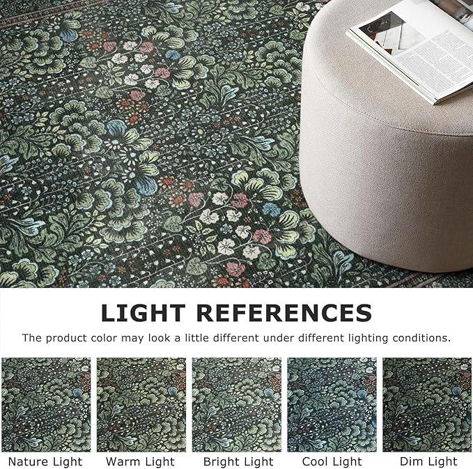 8x10 Modern Area Rug for Bedroom, Dark Green Large Super Soft Washable Rugs with Non-Slip, Non-Shedding Carpet for Living Room, Indoor Door Mat for Office Home Décor