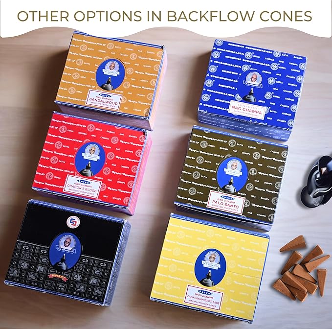 Californian White Sage Backflow Incense Cones for Waterfall Aromatic Smoke Fountain Haze Falls and Mat Bundle - Pack of 12
