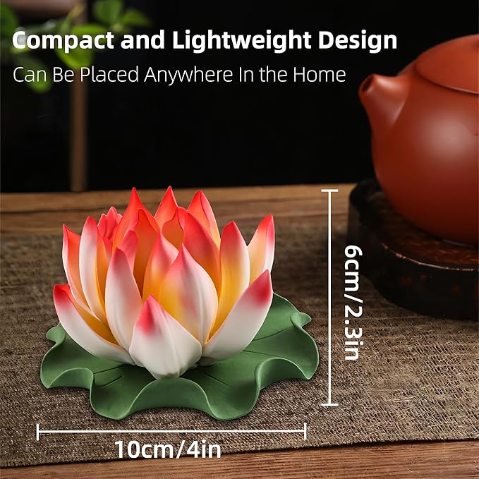Lotus Incense Burner - Incense Burner Holder for Home Incense Holder Decor Incense Holder for Sticks Yoga, SPA (Z2-Red Yellow)