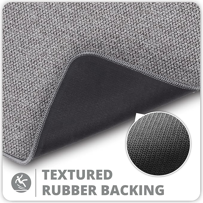 Bath Mat,Ultra Thin Bathroom Runner Rugs,Large Bath Mats for Bathroom,Quick Dry,Non-Slip,Machine Washable,Low Pile,Bath Rug,Shower Outside,Sink,Home Decor Accessories.Grey,3'x5'(36x60inch)