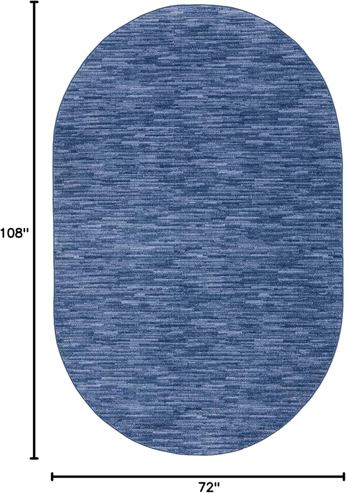 Nourison Home Essentials Indoor/Outdoor Navy Blue 6' x 9'Oval Area Rug, Easy Cleaning, Non Shedding, Bed Room, Living Room, Dining Room, Backyard, Deck, Patio (6x9 Oval)