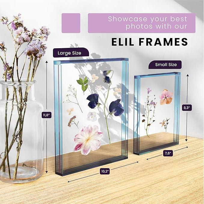 Elil Giant Polaroid Frame for Instant Film Fujifilm Instax Film Blue Collage Picture Frame 11.8" x 10.2" Family and Wedding Double Glass Acrylic Set of 2