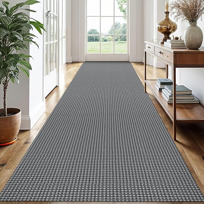 EARTHALL Runner Rug 3x14 Ft Washable Runners for Hallways Extra Long Woven Non Slip Entryway Runner Braided Kitchen Runner Indoor Outdoor Carpet Runners for Stair, Hall, Foyers, Dark Gray