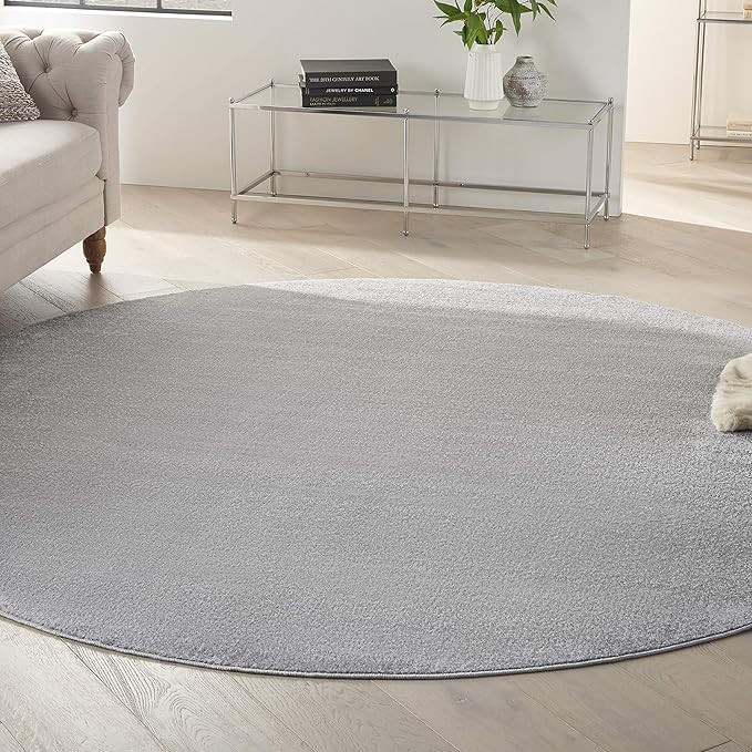 Nourison Home Essentials 120" x Round Outdoor Indoor/Outdoor Rug in Silver Grey
