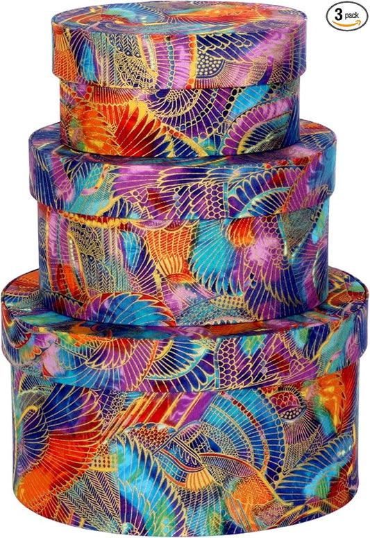 Sarah's Hat Boxes – Phoenix Decorative Gift Box Set of 3 | Elegant Reusable Storage Boxes for Gifts, Keepsakes, Jewelry, or Special Items | Unique Printed Design