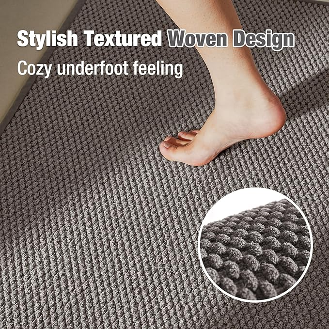 Bathroom Rugs Non Slip Washable, Super Absorbent Thin Bath Mat Small Quick Dry Low Pile Bathroom Rug, Light Grey 20"x30"