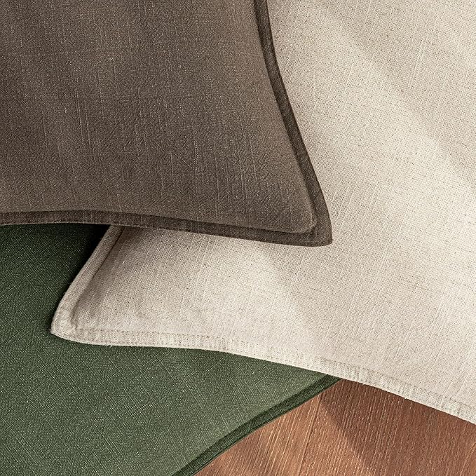 Woaboy 24x24 Inch Set of 2 Decorative Linen Solid Throw Pillow Covers Boho Accent Farmhouse Couch Pillowcases Modern Netural Euro Home Decor for Couch Sofa Living Room Bed,Dark Coffee