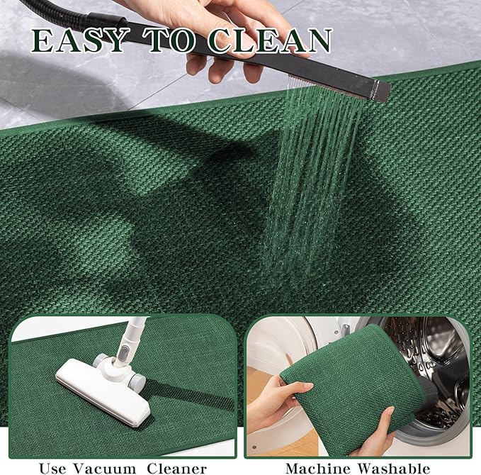 chakme Bathroom Rugs Mat U-Shaped 24x17, Ultra ThinNon Slip Bath Mat Small Quick Dry Absorbent Bath Matfor Bathroom Floor, (Dark Green, U-24"x17")
