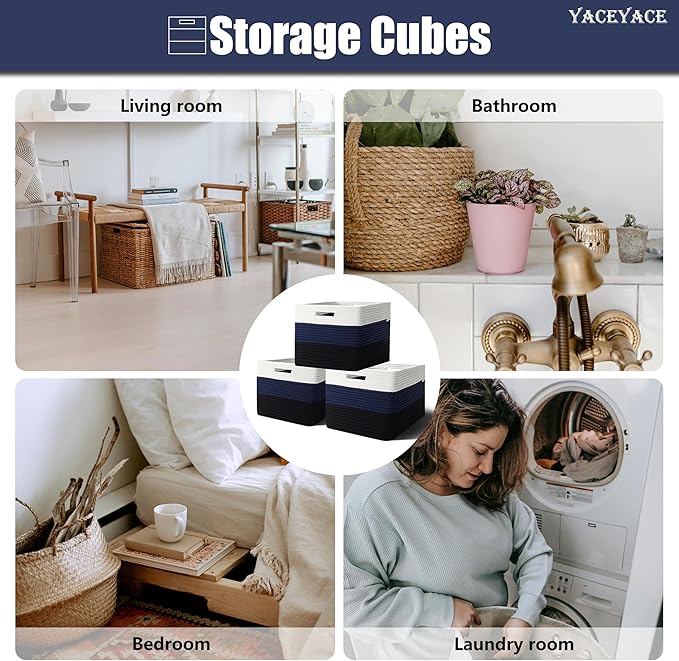 Cube Storage Bins for Shelves, 3 Pack Storage Bins for Shelves, Foldable Fabric Baskets for Home, Toys, Bookshelf, Towels, Bathroom, Bedroom