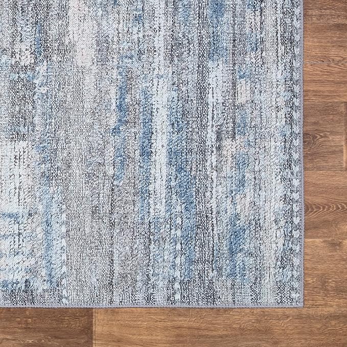 Bloom Rugs Washable Non-Slip 10x14 Rug - Gray/Blue/Blush Modern Abstract Area Rug for Living Room, Bedroom, Dining Room, and Kitchen - Exact Size: 10' x 14'