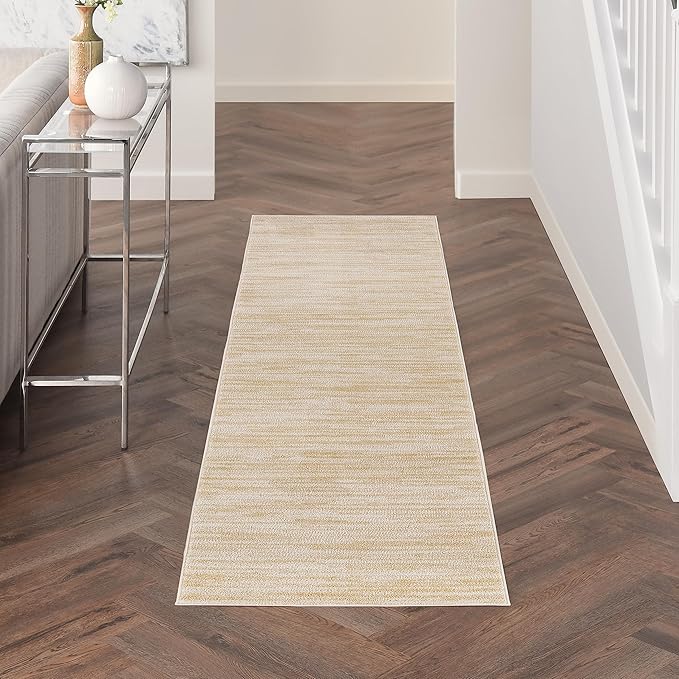 Nourison Home Essentials 10' Runner Ivory Gold Fabric Area Rug