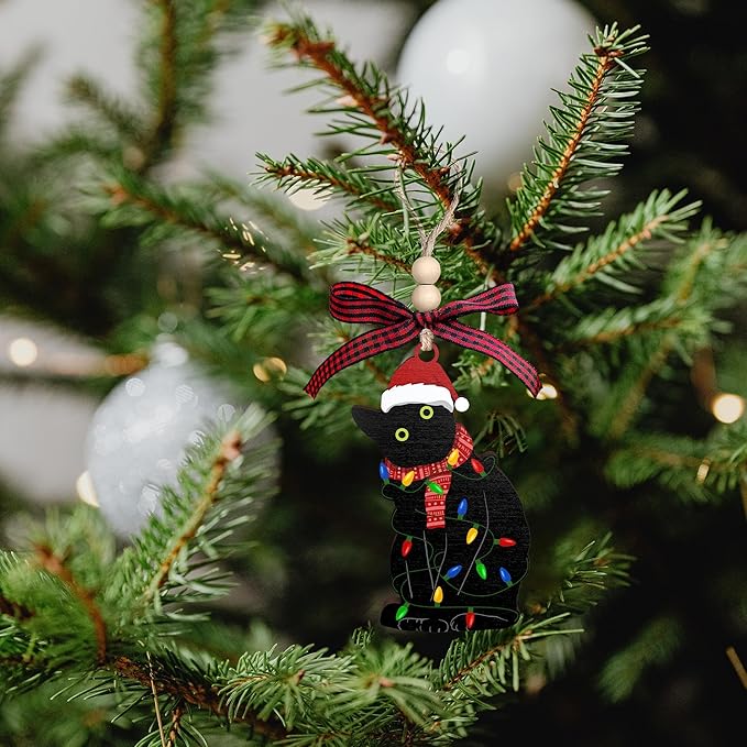 TUMSHANIP Black Cat Christmas Ornament - Cats Christmas Ornaments, Kitten Ornaments - Black Cat Gifts for Women - Cats Lover Gifts for Women, Lady, Mom - Wood Ornament 2025