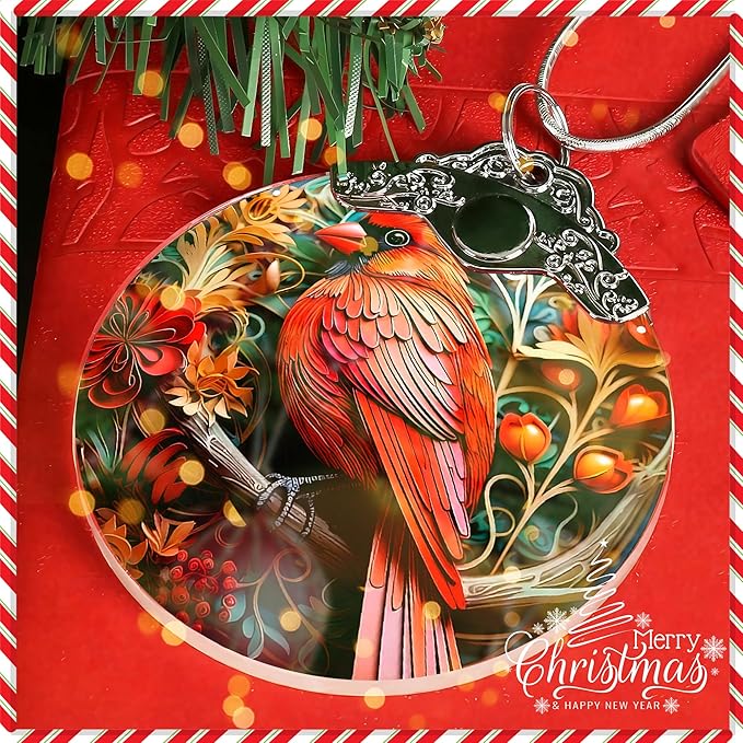 Christmas Ornament 2025, Tree Decoration 4 Inch Acrylic Hanging Art, Holiday Display, Car Interior Decor, Flappy Bird Scene for Party, Christmas Ornaments, Ornaments for Tree