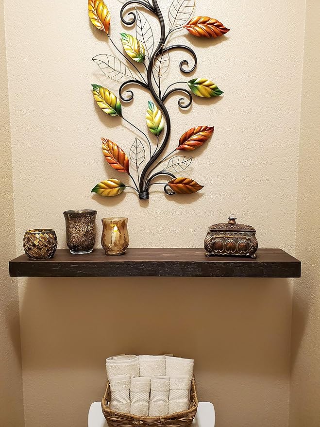 joelsantiques 36 Inch Wooden Floating Shelves for Wall - 36x10x2 in - Made of Natural Wood - Long Heavy Duty Rustic Wall Shelves for Bedroom - Perfect for Living Room, Kitchen - Mocha