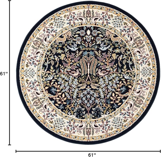 Unique Loom Narenj Collection Area Rug - Bristol (5' 1" Round, Navy Blue/ Beige)
