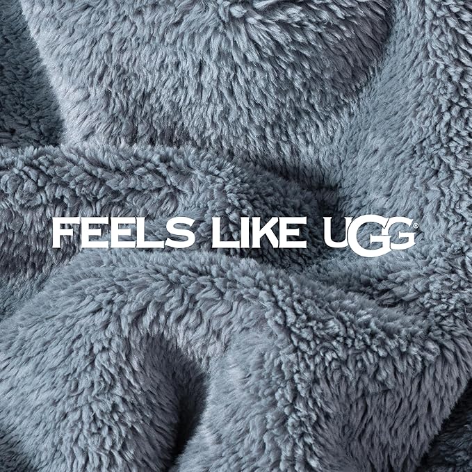 UGG Whitecap Plush Throw Blanket Fleece Lightweight Soft Cozy Throw for Couch or Bed Luxury Home Decor for Living Room, Christmas Blankets, Machine Washable, 50-inch x 70-inch, Denim Blue