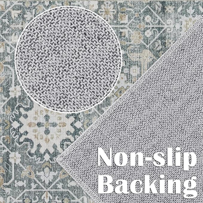jinchan Runner Rug 2x5 Washable Hallway Rug Distressed Gray Multi Vintage Floral Runner Kitchen Floor Cover Indoor Mat Retro Entryway Living Room Bedroom Office Farmhouse Grey