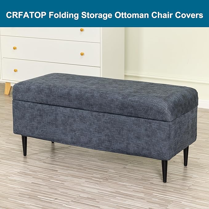 CRFATOP Printed Rectangle Ottoman Stool Cover Stretch Folding Storage Footstool Bench Slipcovers Upholstered Foot Chest Chair Covers Washable Entryway Furniture Protector with Elastic Bands,S,08