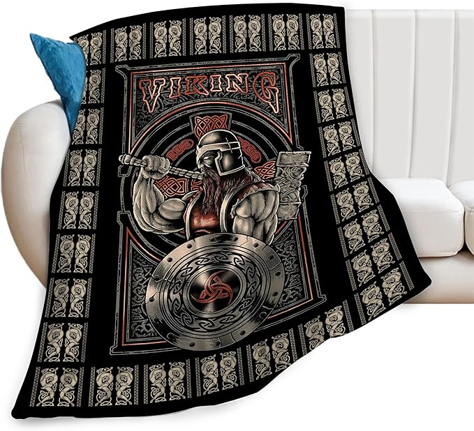 Viking Blanket Viking Decor Throw Blanket Super Warm Soft Plush Lightweight Fleece Flannel Warrior Gifts for Men Boys Girls Women Kids for Winter Bed Couch Bed 60"X80"