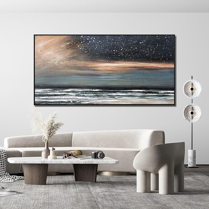 Canvas Wall Art Decor Wall Art Pictures for Living Room Starry Artwork for Walls Large Framed Wall Art Prints Canvas Art Wall Decor Nature Coastal Wall Art Decorations Bedroom Office Decor 29" X 58"