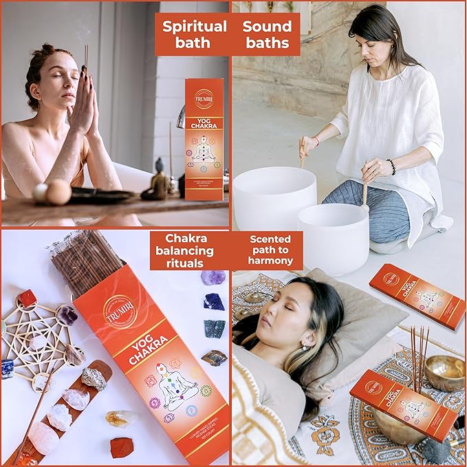 YOG Chakra Incense Sticks - Pack of 100 Insence-Sticks for Chakra Meditation - Made with Natural Raw Ingredients - Scented Inciensos Indian Spiritual Agarbatti Insense
