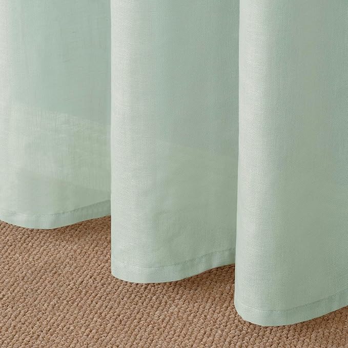 YoungsTex Light Sage Linen Curtains 63 Inch Length for Living Room Window, Light Filtering Textured Drapes with Grommet for Bedroom Kitchen Rustic Farmhouse Lightweight, 2 Panels, 42 X 63 Inch