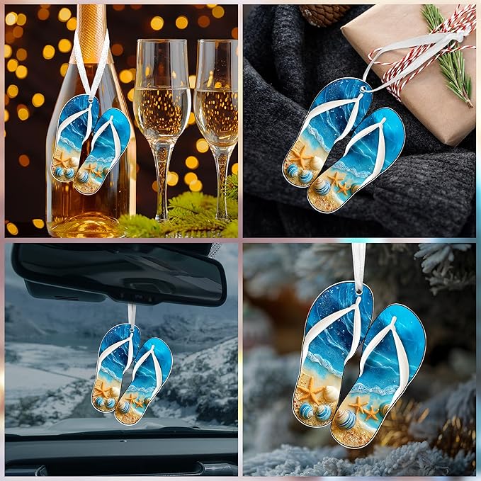 Beach Decor Christmas Decorations - Acrylic Christmas Ornaments 2025 for Xmas Decorations - Beach Gifts for Women Men, Nautical Ocean Gifts for Mom Dad Family Friend, Boho Coastal Decor