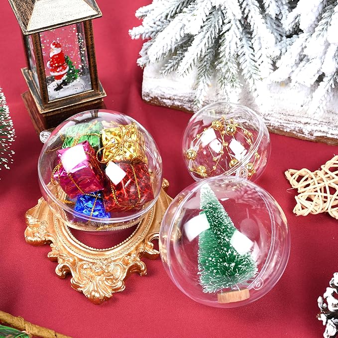 26 Pcs 3.15 inches Fillable Christmas Ornaments Balls, Large Clear Plastic Fillable Hanging Ornament Ball for DIY Crafts, Shatterproof Transparent Ornaments Bulk for Xmas Tree Party Decor