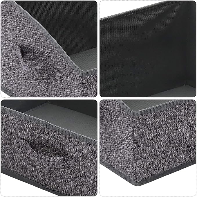 5 Pack Trapezoid Large Foldable Closet Storage Bins with Handle, Fabric Storage Organizer Cube Cloth Containers Linen Box Shelf Baskets for Clothes Clothing Shelves Wardrobe